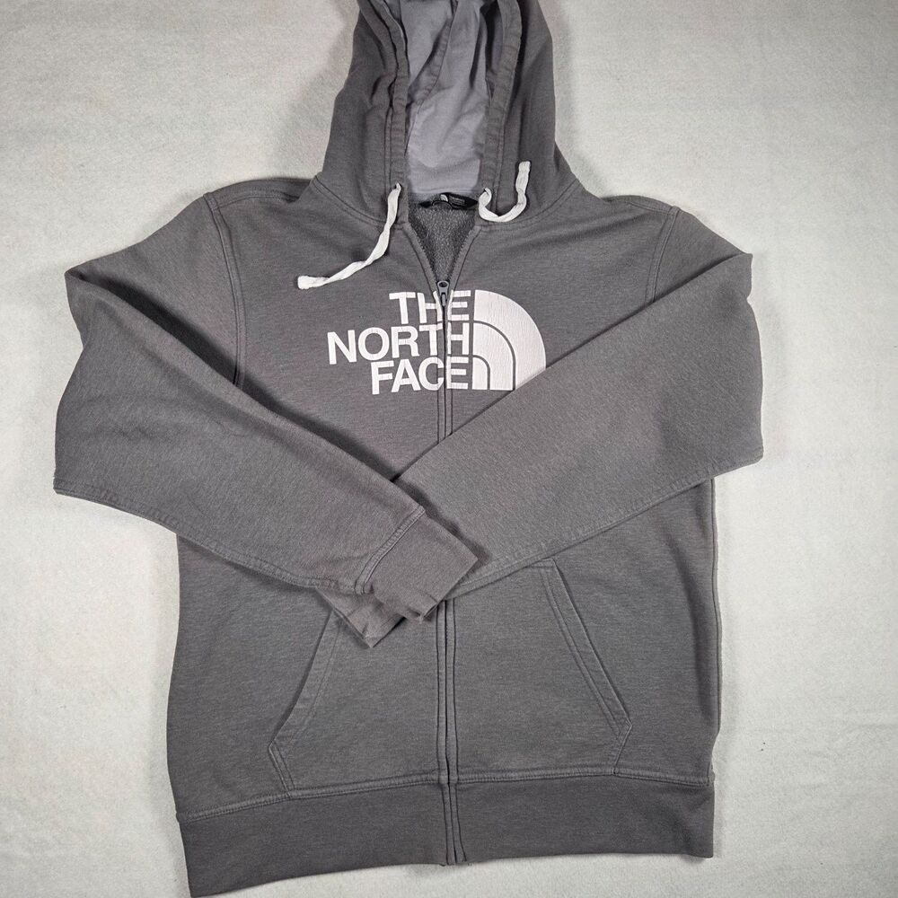 The North Face Full Zip Hoodie Sweatshirt Half Dome Mens L Gray Hooded